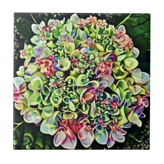 Colorful Hydrangea Art Tegel Trivet Tegeltje (Voorkant)