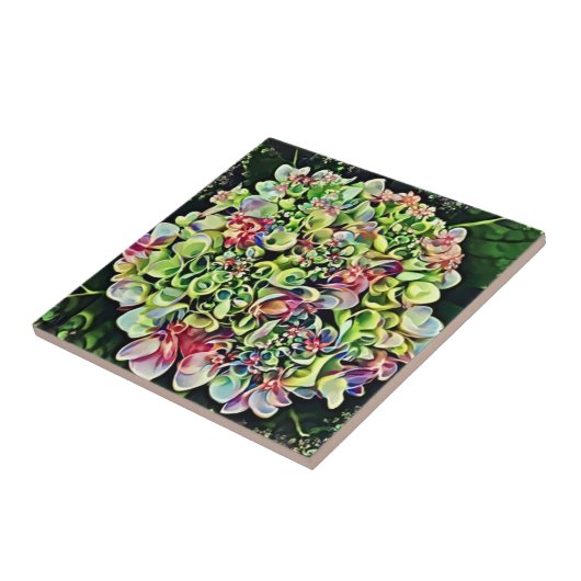 Colorful Hydrangea Art Tegel Trivet Tegeltje (Zijkant)