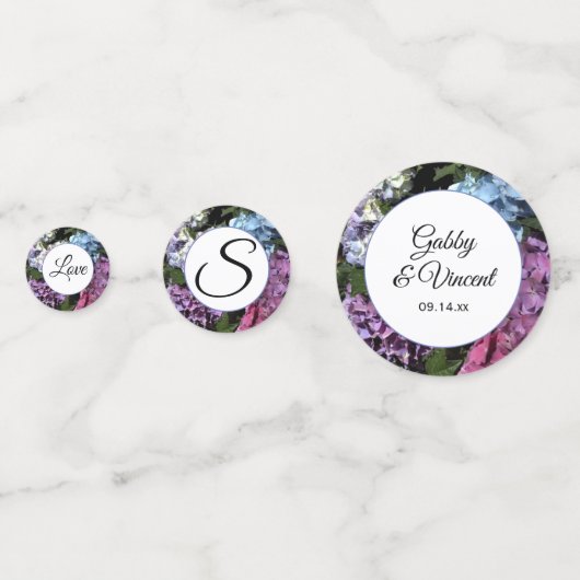 Colorful Hydrangea Flowers Wedding Confetti (Voorkanten)