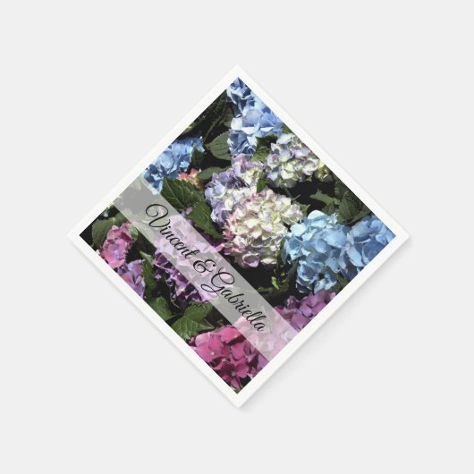 Colorful Hydrangea Flowers Wedding Servet (Hoek)