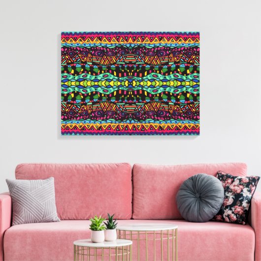 Colorful Hypnotic Voyage Geometric Art Patroon Canvas Afdruk (Insitu (Woonkamer))