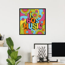 Colorful I Love 60s Music Retro Classic Decor