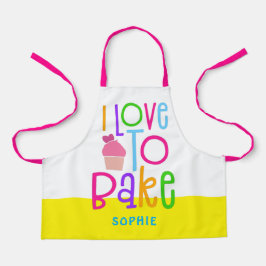 Colorful I love bake Typografische Name Schort