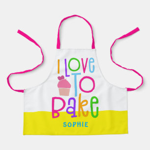 Colorful I love bake Typografische Name Schort
