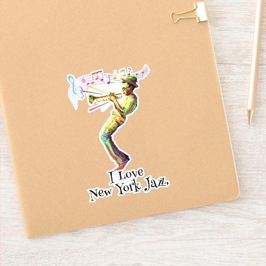 Colorful I Love New York Jazz Saxophone Sticker (Notitieboek)