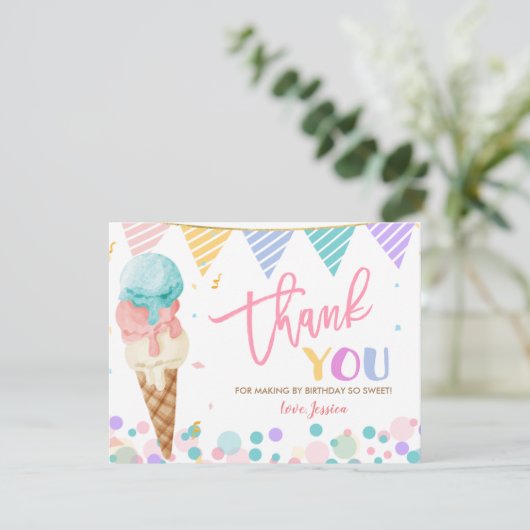 Colorful Ice Cream Bedankkaart (Staand voorkant)