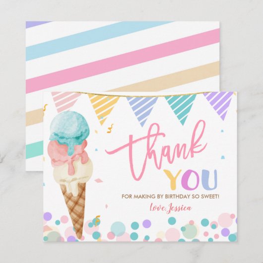 Colorful Ice Cream Bedankkaart (Voorkant / Achterkant)