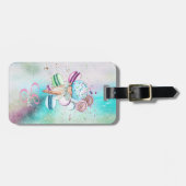 Colorful Ice Cream Cone Macaroons Monogram Bagagelabel (Voorkant horizontaal)