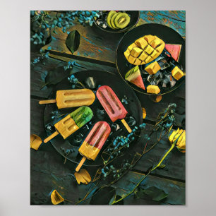 Colorful ice cream cone popsicle poster