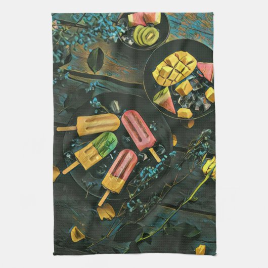 Colorful ice cream cone popsicle theedoek (Verticaal)