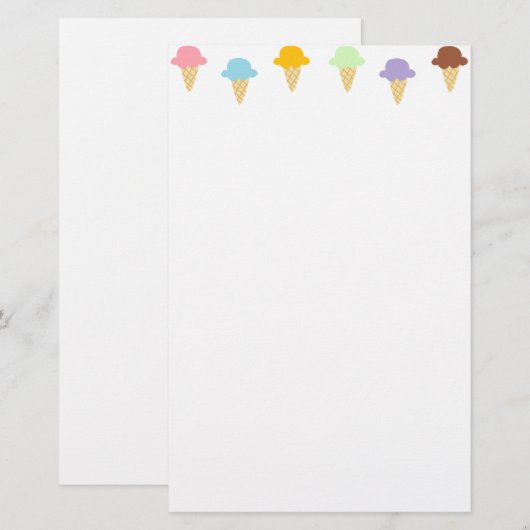 Colorful Ice Cream Cones Briefpapier (Voorkant / Achterkant)