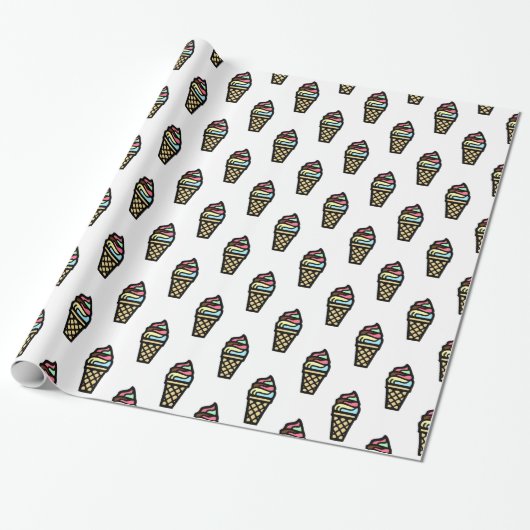 Colorful Ice Cream Pattern Cadeaupapier (Uitgerold)