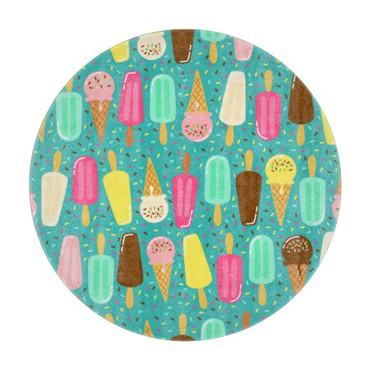 Colorful Ice Cream Pattern Summer  Snijplank (Voorkant)