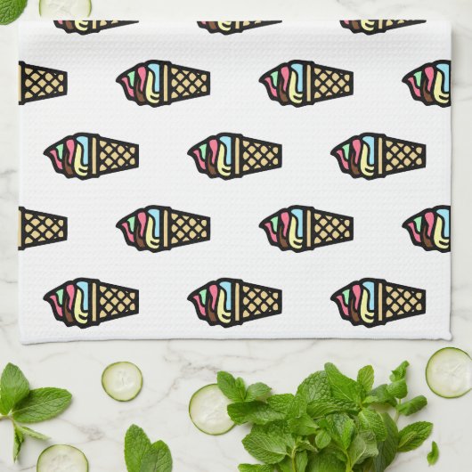 Colorful Ice Cream Pattern Theedoek (Gevouwen)