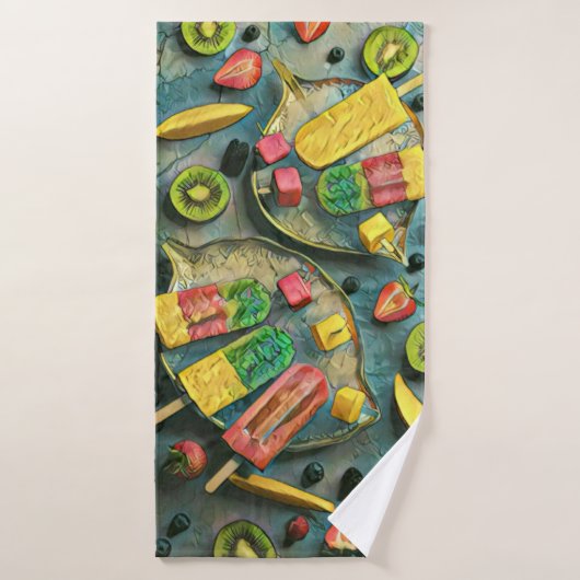 Colorful ice cream popsiae fruit bad handdoek (Badhanddoek)