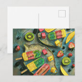 Colorful ice cream popsiae fruit briefkaart (Voorkant / Achterkant)