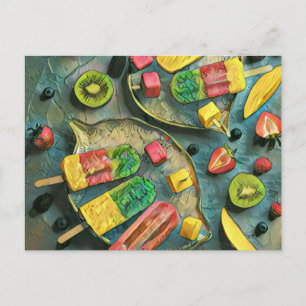 Colorful ice cream popsiae fruit briefkaart