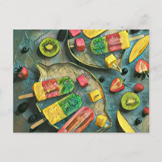 Colorful ice cream popsiae fruit briefkaart (Voorkant)
