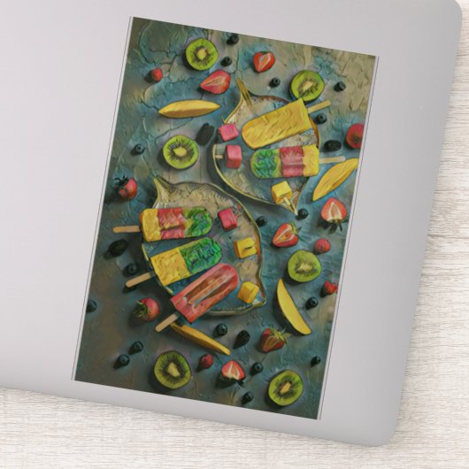Colorful ice cream popsiae fruit sticker (Detail)
