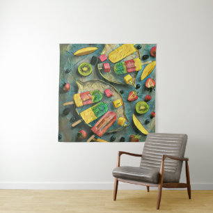 Colorful ice cream popsiae fruit wandkleed