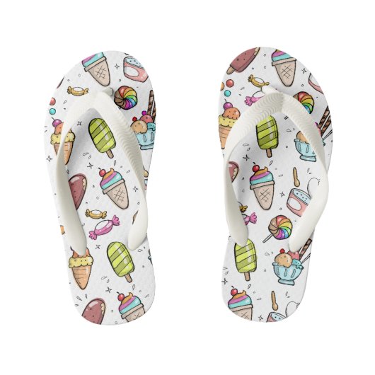 Colorful Ice Cream, Snoep and Lollies Patroon Kinder Teenslippers (Voetbed)