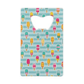 Colorful Ice Pop Pattern met Roze Monogram Creditkaart Flessenopener (Achterkant)