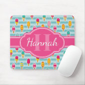 Colorful Ice Pop Pattern met Roze Monogram Muismat (Met muis)