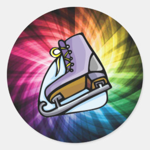 Colorful Ice-Schaats Ronde Sticker