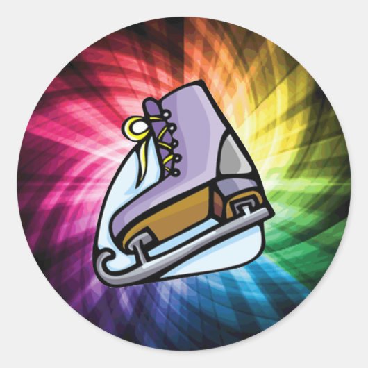 Colorful Ice-Schaats Ronde Sticker (Voorkant)