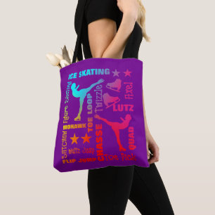 Colorful Ice Skating Theme Terminology Typografie Tote Bag