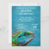 Colorful Iguana 10th Birthday Party Celebration Kaart (Voorkant)