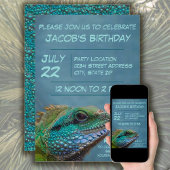Colorful Iguana Birthday Party Kaart