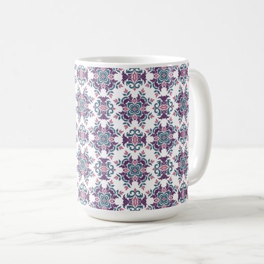 Colorful IkatFloral Motif Pattern Koffiemok (Voorkant rechts)