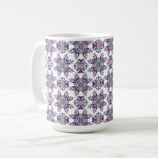 Colorful IkatFloral Motif Pattern Koffiemok (Voorkant links)