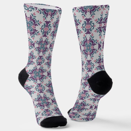 Colorful IkatFloral Motif Pattern Sokken (Gebogen)