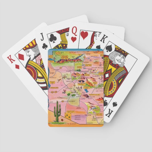 Colorful Illustrated Arizona Map Playing Cards Pokerkaarten (Achterkant)