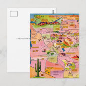 Colorful Illustrated Arizona Map Postcard Briefkaart (Voorkant / Achterkant)