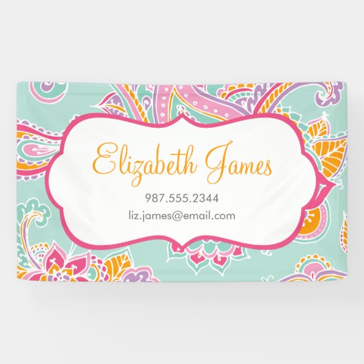 Colorful Illustrated Bohemian Paisley Henna Spandoek (Horizontaal)