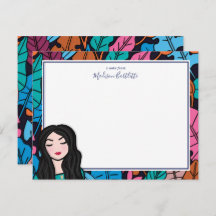 Colorful Illustrated Lady Personal Stationery