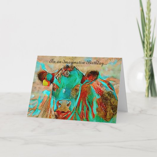 Colorful Imaginative Koe Birthday Kaart (Voorkant)