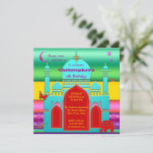 Colorful Indian Fantasy Kids Birthday Uitnodiging (Staand voorkant)