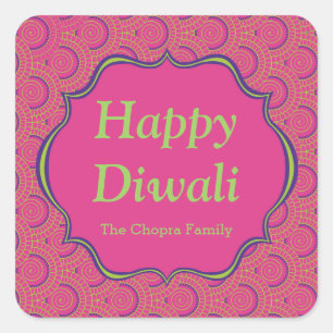 Colorful Indian Pattern Diwali Party Favor Vierkante Sticker