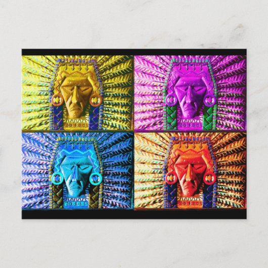 Colorful Indian Warrior carving Briefkaart (Voorkant)