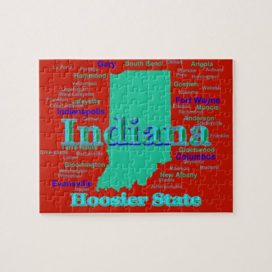 Colorful Indiana State Pride Map Pop Art Legpuzzel (Horizontaal)