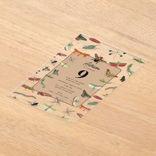 Colorful  Insect Birthday Party Thema Acryl Uitnodigingen (Laagn)