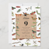 Colorful  Insect Birthday Party Thema Kaart (Voorkant)