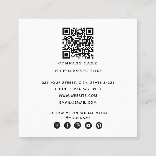 Colorful  Insect Illustratie QR Code Vierkante Visitekaartje (Achterkant)