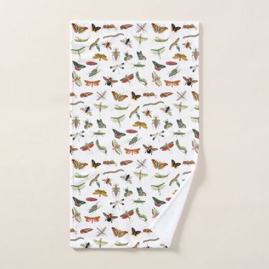 Colorful Insect Illustrator Patroon Bad Handdoek (Handdoek)