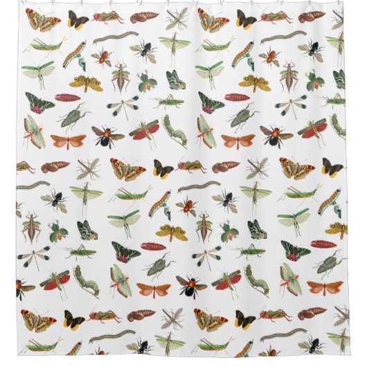 Colorful Insect Illustrator Patroon Douchegordijn (Voorkant)