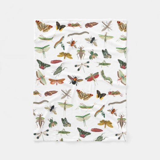Colorful  Insect Illustrator Patroon Fleece Deken (Voorkant)